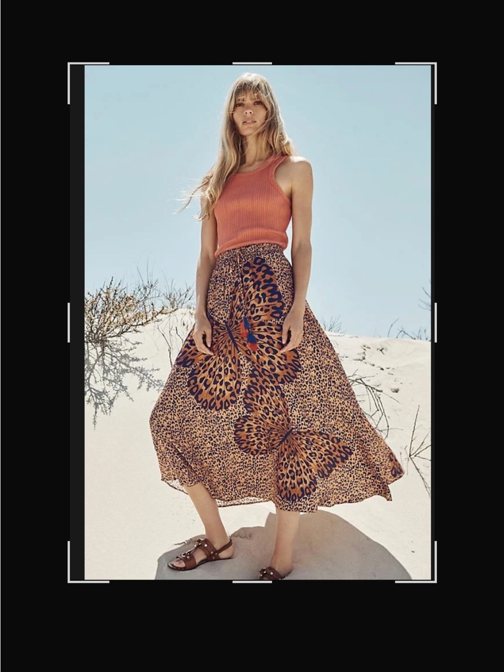 Anthropologie Farm Rio Tigress in Butterfly print Maxi Skirt